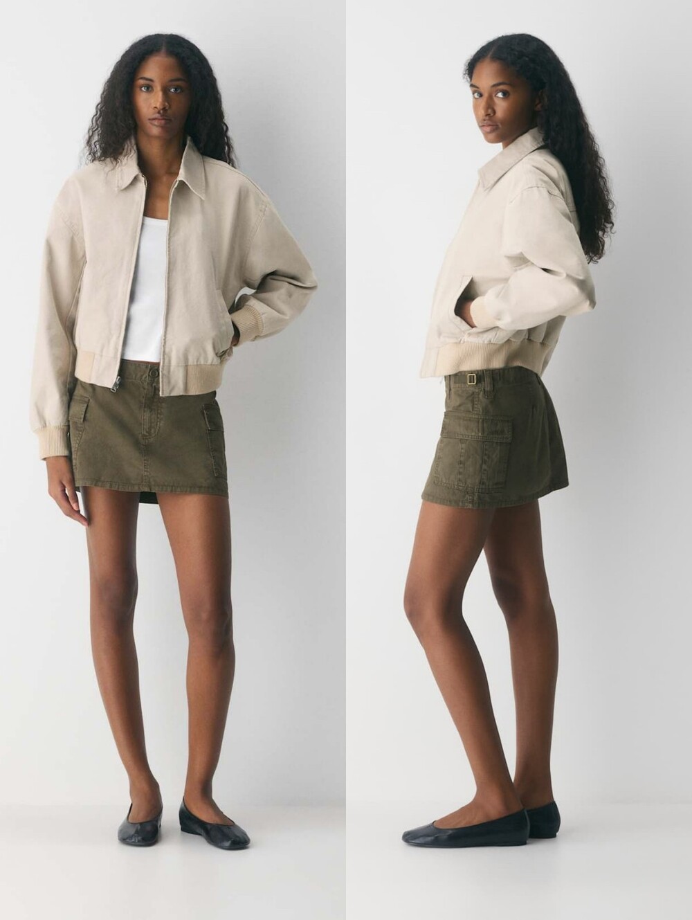Aritzia TNA Bumper Cargo Mini Skirt Super Low Rise Cotton Twill Military Green 4